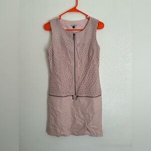 My Tribe Perforated Genuine Leather‎ Zip Up Dress Pink Above Knee Length Sz S